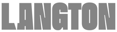 The word LANGTON is written in large, bold, uppercase gray letters with a modern, blocky font on a light background.